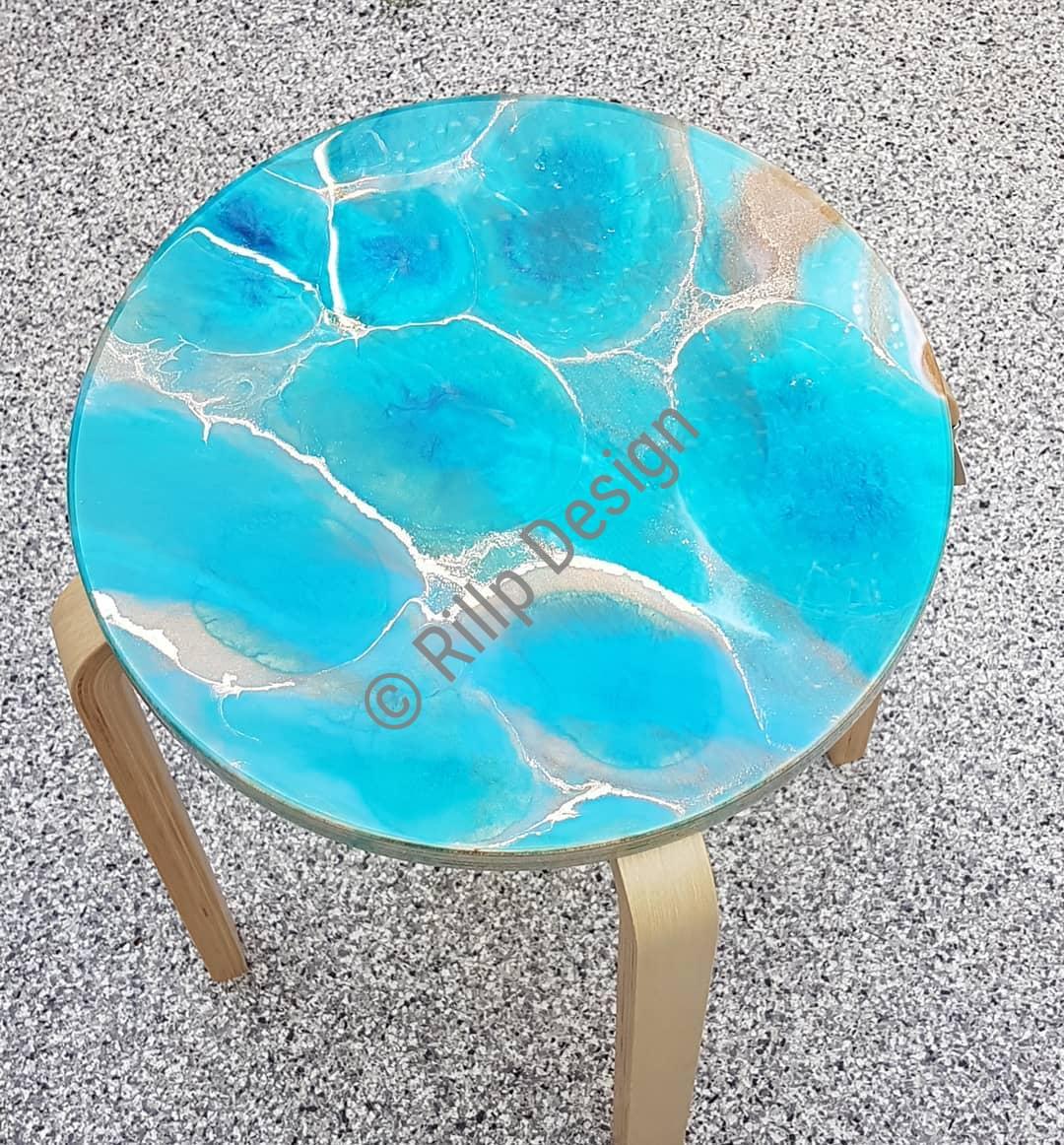 Ocean Blue sidetable/stool available now