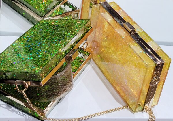 Custom Yellow Sparkle Resin Clutch